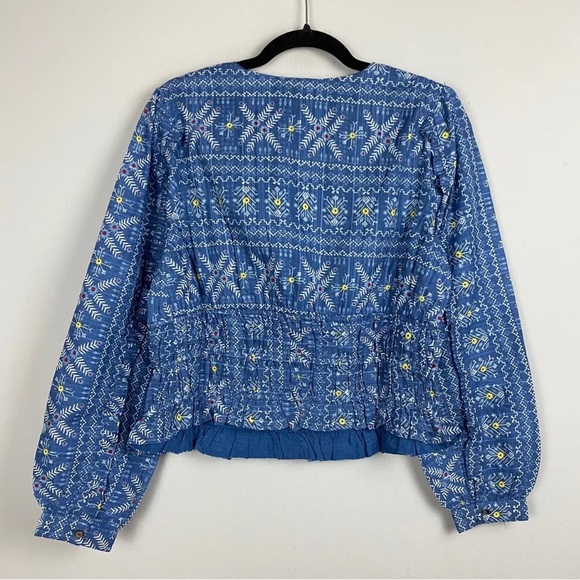 Anthropologie Forever That Girl Embroidered Smocked Blouse Top M - NWT - Picture 3 of 7